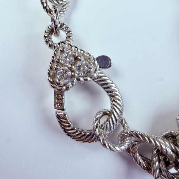 Judith Ripka Cubic Zirconia CZ Twisted Links Chain Sterling Silver 925 Necklace - Picture 5 of 7